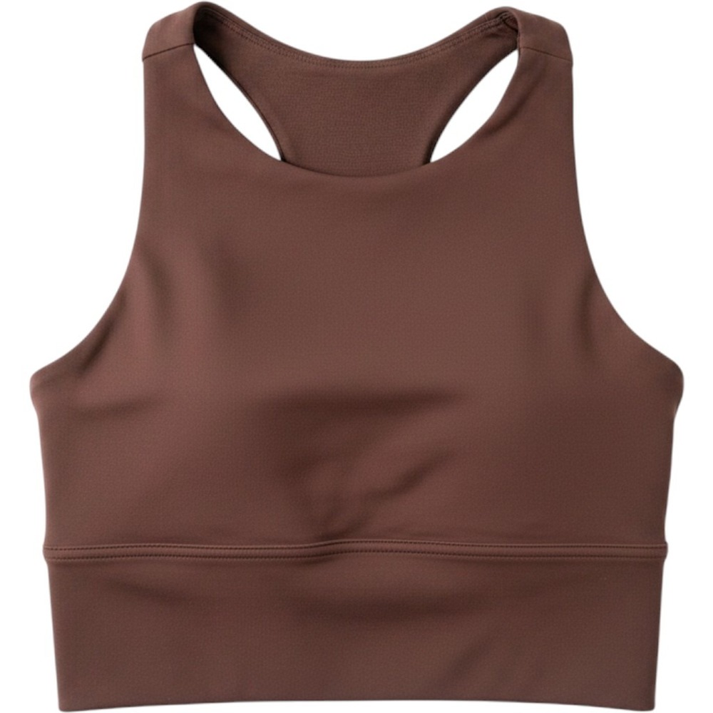 Lululemon logo back Tank Top Brown High Neck Mesh Racerback Size 4 LW1FNAS